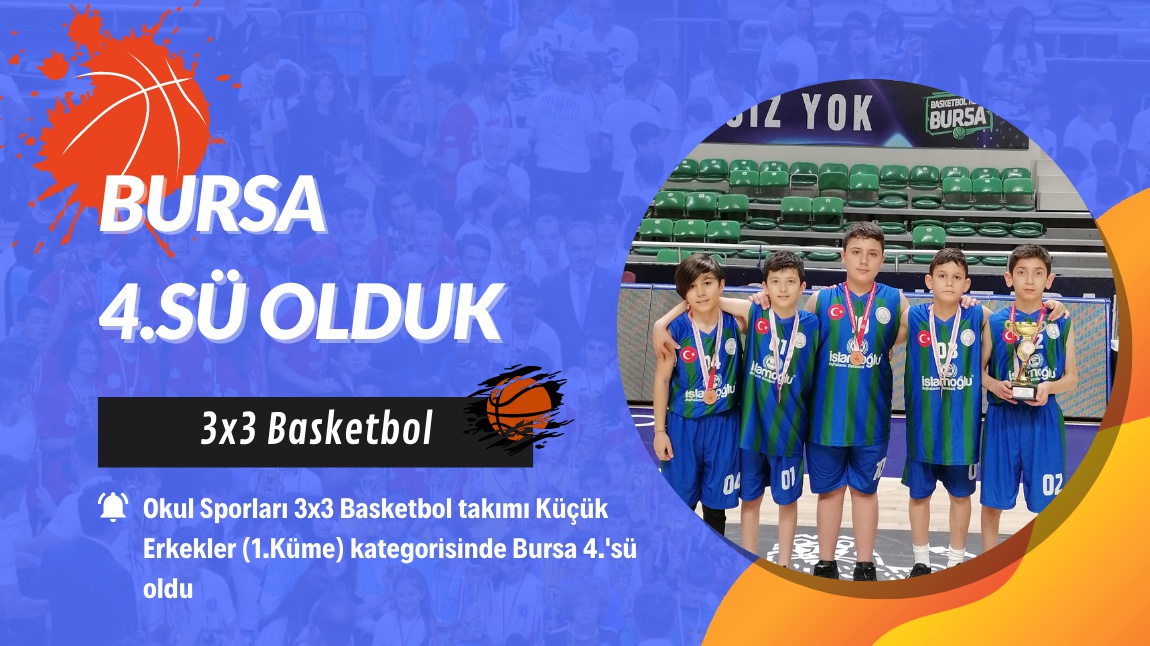 Okul Sporları 3x3 Basketbol Takımı Küçük Erkekler (1.Küme) Kategorisinde Bursa 4.'sü olmuştur